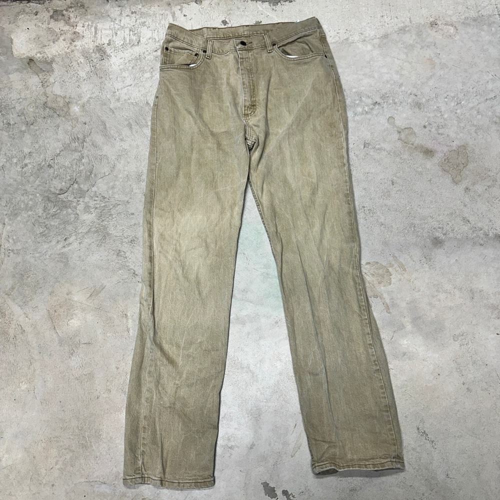 Wrangler Regular Fit Khaki Tan Cargo Work Jeans Men Size 38x34
